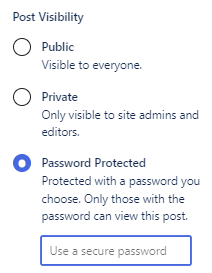 [[Screenshot showing the password protected option]]