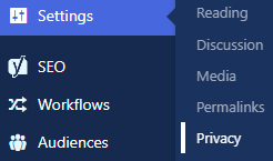 [[Screenshot of the Settings > Privacy menu]]