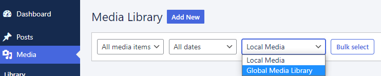 Screenshot of the Local/Global library dropdown 