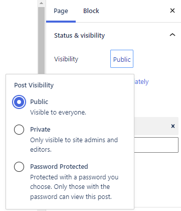 Screenshot showing the post visibility options