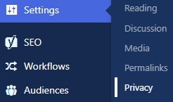 Screenshot of the Settings > Privacy menu